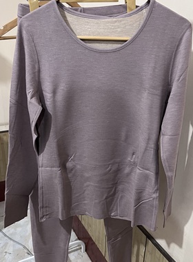 含兔绒双面德绒蚕丝女士圆领保暖内衣套装带护膝带贴护2296/2287