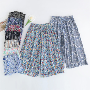 7分裤 有大码 阔脚裤 粘纤可外穿家居裤 休闲裤 试衣间出口日本女装