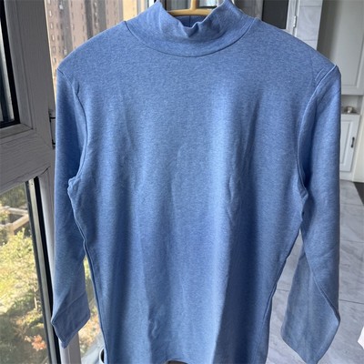 百分百纯棉女士秋冬半高领小立领中领秋衣单件保暖上装薄款自发热