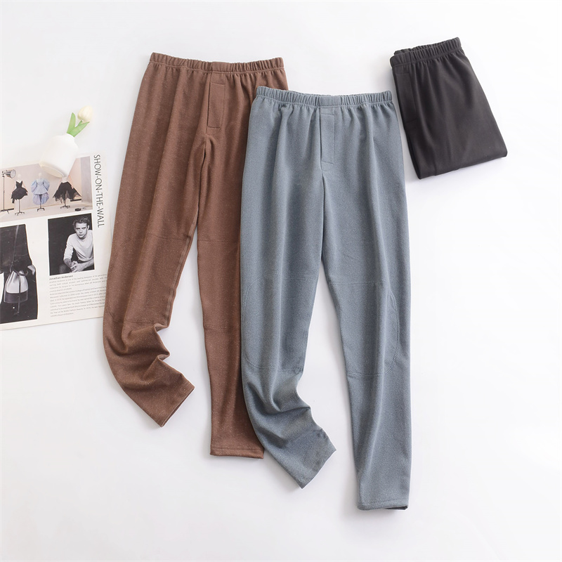 仓库清仓双面德绒男士秋裤保暖裤单件薄款加绒修身有大码