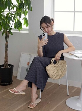 日本女士夏季连衣裙显瘦中长款宽松大码