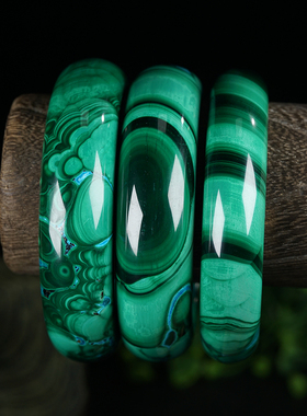 福子珠宝天然孔雀石手镯老矿料水晶宝石宽版摆件吊坠现货支持鉴定