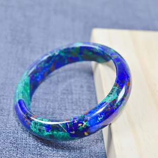 珠宝直播天然蓝铜矿孔雀石冰粉玉化手镯雕刻手链摆件吊坠饰品收藏