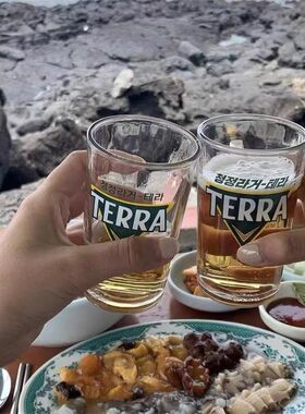 印花炸鸡啤酒无铅加厚专用玻璃杯