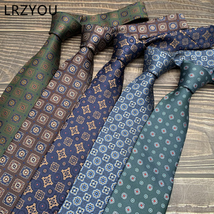 秋冬新款领带男年轻文艺范正装商务休闲时尚提花领呔 手打宽版8CM