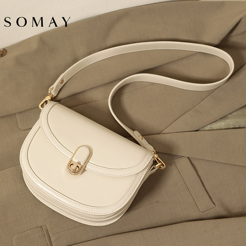 马鞍包包女2022新款夏季百搭单肩斜挎包小众设计质感白色腋下女包