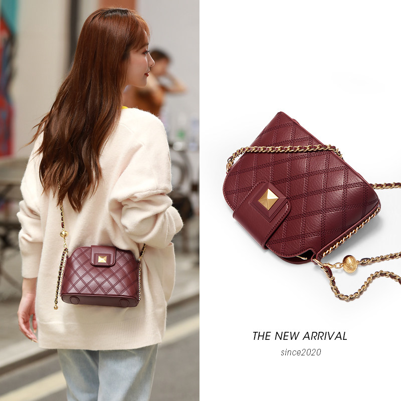 Somay流行贝壳小包包2020新款潮时尚单肩斜挎包百搭秋冬女包红色