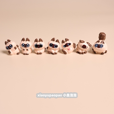 迷你暹罗猫桌面摆件可爱