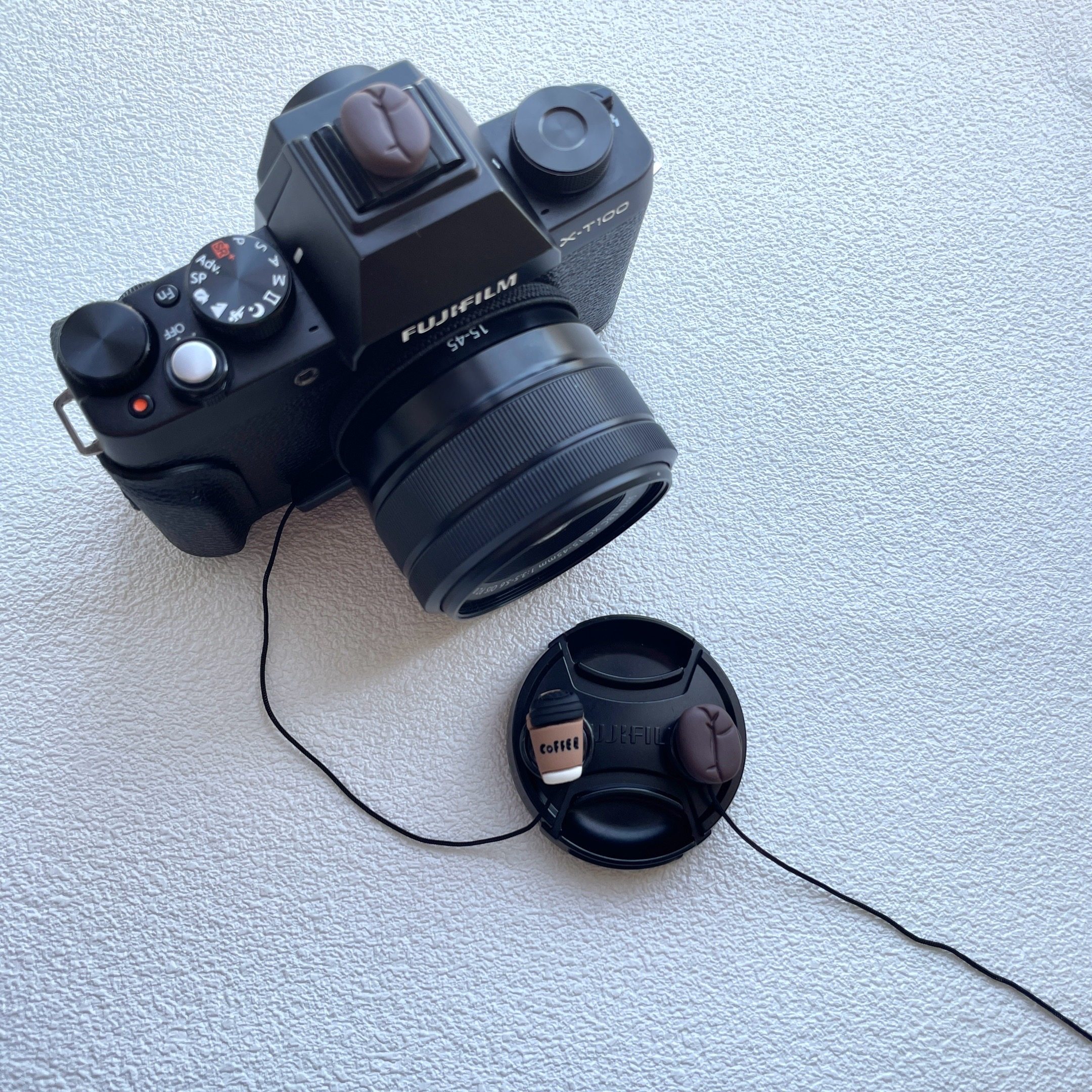 咖啡镜头盖防丢绳相机盖装饰微单富士索尼佳能尼康相机配件通用