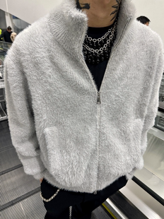 毛衣外套 仿水貂毛不起球加厚保暖boxy高领拉链开衫 SUNINWAVE 春季
