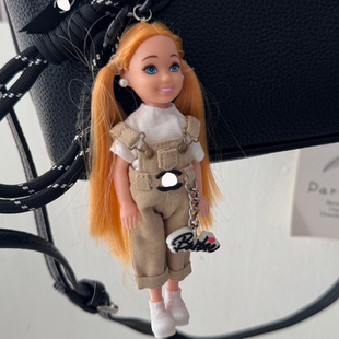 ins同款可爱小香风背带裤套装芭比公主洋娃娃钥匙扣礼物包包挂件