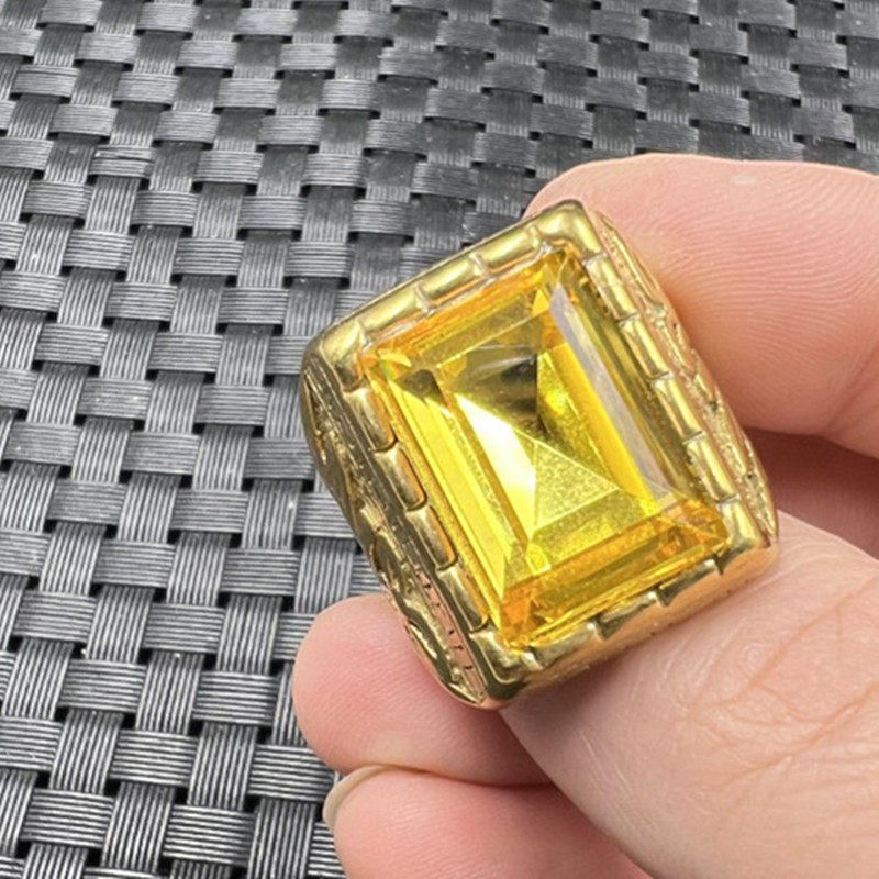 文玩复古冰种黄锆石玉石戒指方形锆石切面戒指大号戒指玉指环手饰,珠宝/钻石/翡翠,手饰,淘宝优惠券,粉丝福利购,淘宝优惠卷