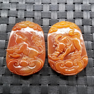 实物拍照 天然玉石a货黄龙玉牛挂件 黄龙玉生肖鼠挂件玉石生肖