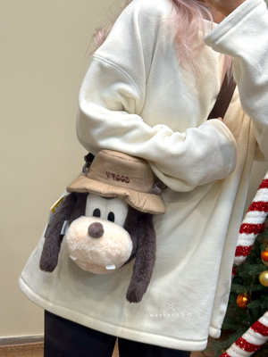 正版迪士尼高飞布鲁托毛绒玩偶斜挎包单肩儿童出行生日礼物可爱