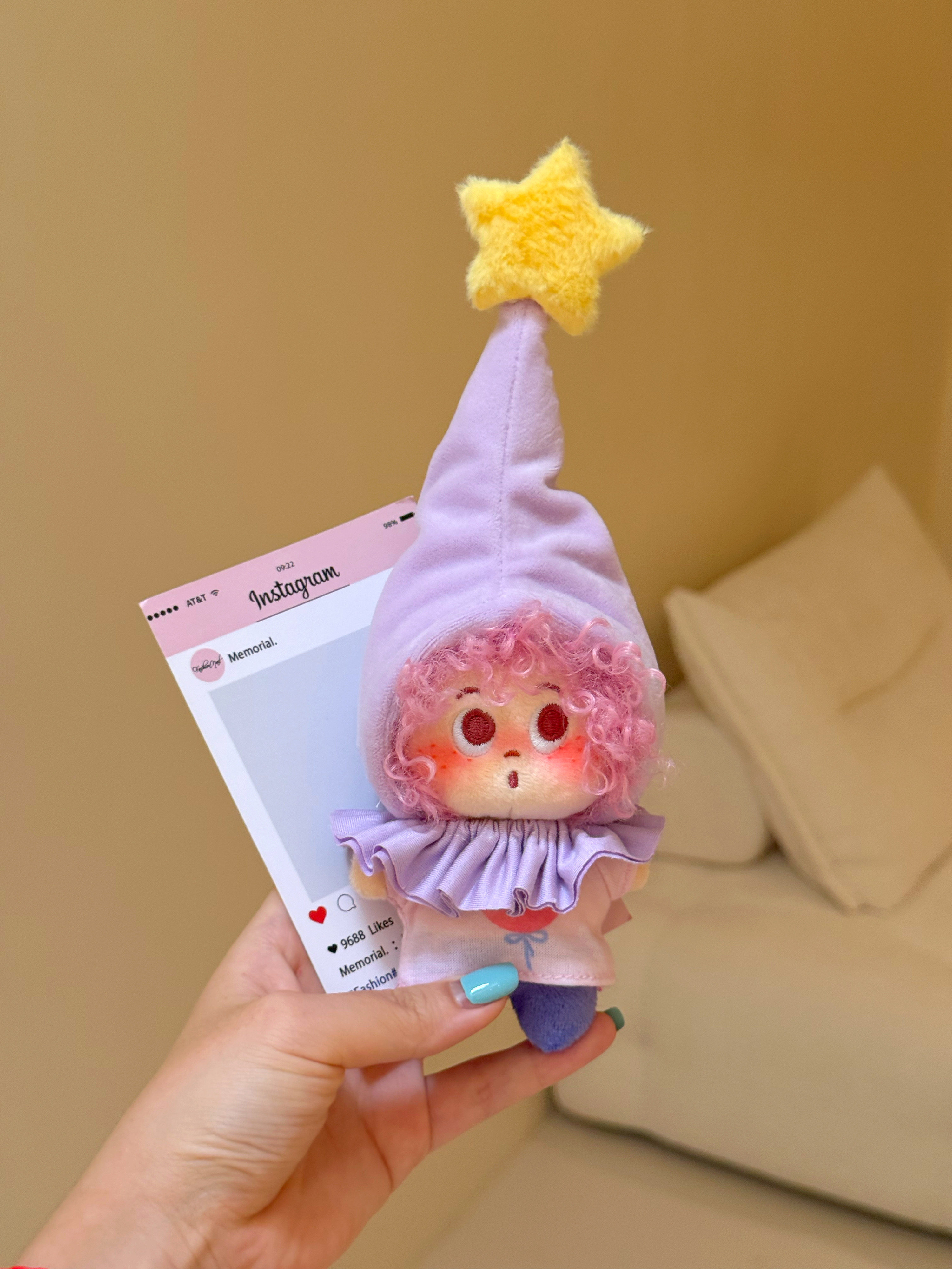 爆炸头雀斑星星帽小女孩毛绒玩偶包包挂件钥匙扣可爱创意生日礼物