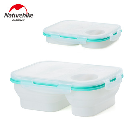 NH 可折叠硅胶餐盒 便携密封保鲜盒 食品级健康易清洗方形午餐盒
