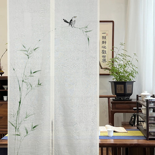 纯手绘水墨禅意中国风入户门帘