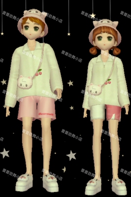 au劲舞团新款超可爱粉白色宽松yy情侣套装7天拍1 月2 永久6