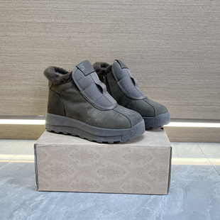 厚底加厚真皮羊毛雪地靴女复古东北大棉靴妈妈鞋 俄罗斯 2024冬季