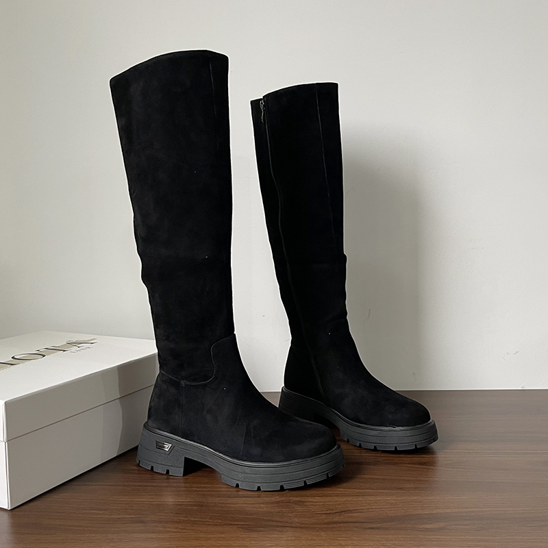 2025俄罗斯真皮加绒加厚骑士靴