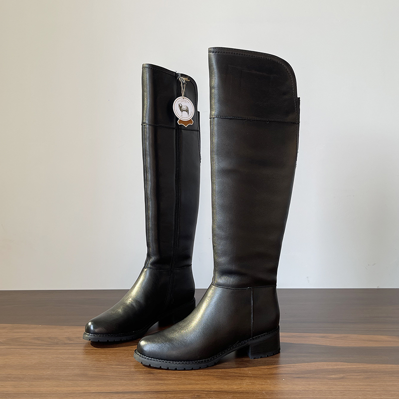 羊皮羊毛平底过膝靴女冬季保暖