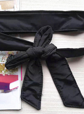 羽绒fu腰带配饰冬季收腰加棉加厚简约大衣绑定黑色蝴蝶结装饰腰封