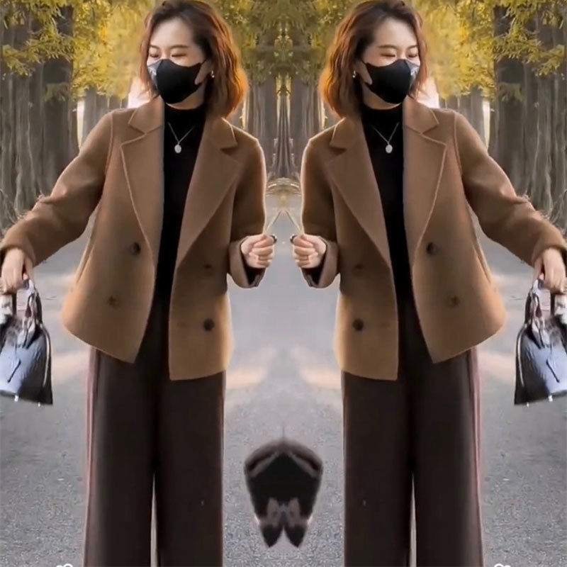 高端网红爆款时尚羊绒尼外套女2026秋冬新品气质职业显瘦西装大衣