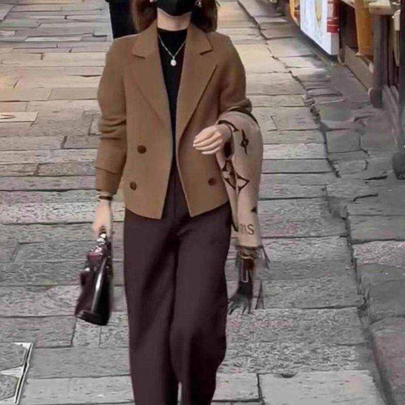 2026秋季大码女装胖mm毛呢外套休闲阔腿裤两件套微胖妹妹显瘦套装