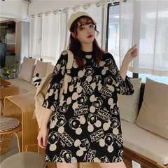 Real Mickey short sleeve t-shirt female student summer big edition top medium length ins super fire half sleeve T-shirt