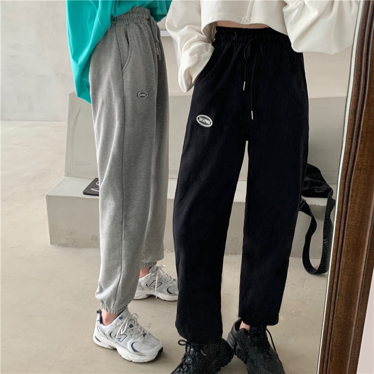 Grey wide leg pants women's spring and autumn new loose straight tube high waist drop casual legged Sweatpants