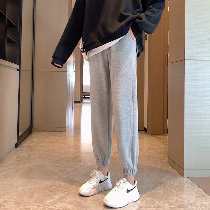 Compound imitation super plush and thickened casual pants Korean loose pants women's high waist slim sports pants students' Leggings