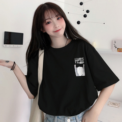 古着復古短袖t恤女ins潮寬鬆韓版百搭原宿bf慵懶風帥氣mschf上衣