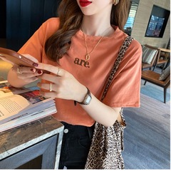 短袖恤女韓版潮學生網紅中長款內搭字母寬鬆大碼上衣夏