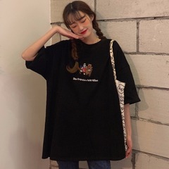 短袖t恤女韓范潮學生夏裝cec寬鬆大碼bf風ins超火中長款上衣服