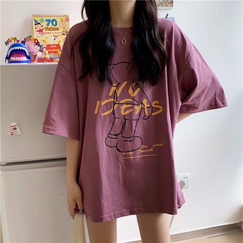 Milk silk short sleeve T-shirt for female students in Europe, America, Hong Kong, fashion brand, loose Korean version, chaoyuansu, fenggao street, big size summer