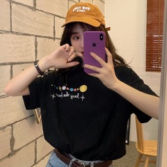 棉短袖T恤女韓版慵懶風bf風ins潮學生網紅大碼cec中長款上衣夏季