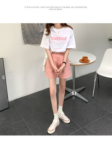 65 cotton girlfriends white t-shirt female summer short sleeve 2021 new loose Design Hong Kong chic cotton top