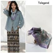 小众设计款 复古绿紫艺术画真丝羊毛围巾丝巾领巾春夏秋韩国女 法式