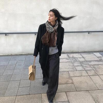 高品羊绒斑马纹围巾男女通用