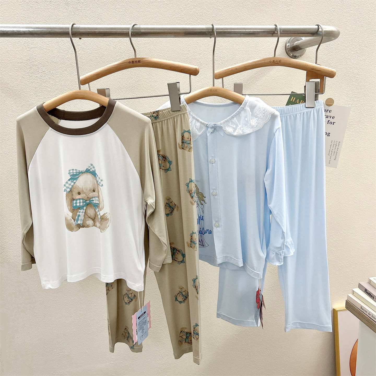 2026春夏新款小松鼠洛洛女童长袖儿童睡衣套装莫代尔棉薄款空调服