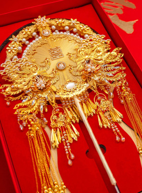 团扇新娘结婚蚕丝扇diy材料包中国非遗手工双面高级婚扇喜扇成品
