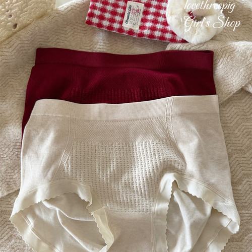 包裹暖冬~收腹提臀无痕裤边简约舒适保暖纯棉裆高腰三角内裤女士