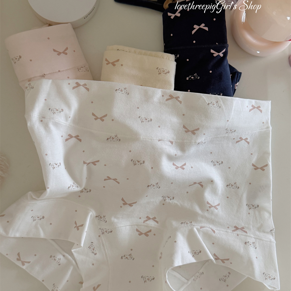 “软糯兔兔”淡色韩系简约新品纯棉裆中高腰三角内裤女士2025弹力