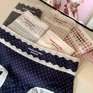 甜美少女印花格子舒适纯棉低腰三角内裤 法式 抑菌加长底裆 费南雪