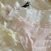 钟意了好久 日系浪漫简约爱心棉质舒适蝴蝶结拼接蕾丝三角内裤