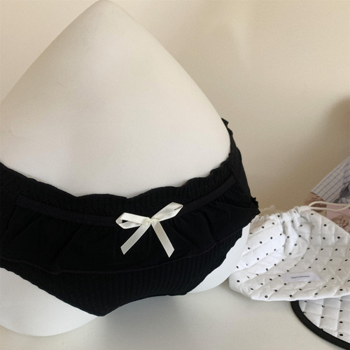 “今天的天气是奶油”法式螺纹包臀透气纯棉中低腰女士三角内裤