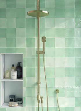 佛山渐变绿色小方砖125x125卫生间浴室厨房商铺墙砖吧台背景墙砖