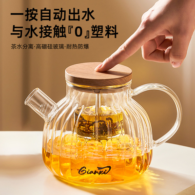 捷安玺茶壶泡茶家用茶水分离花茶壶2025新款磁吸飘逸杯玻璃养生壶
