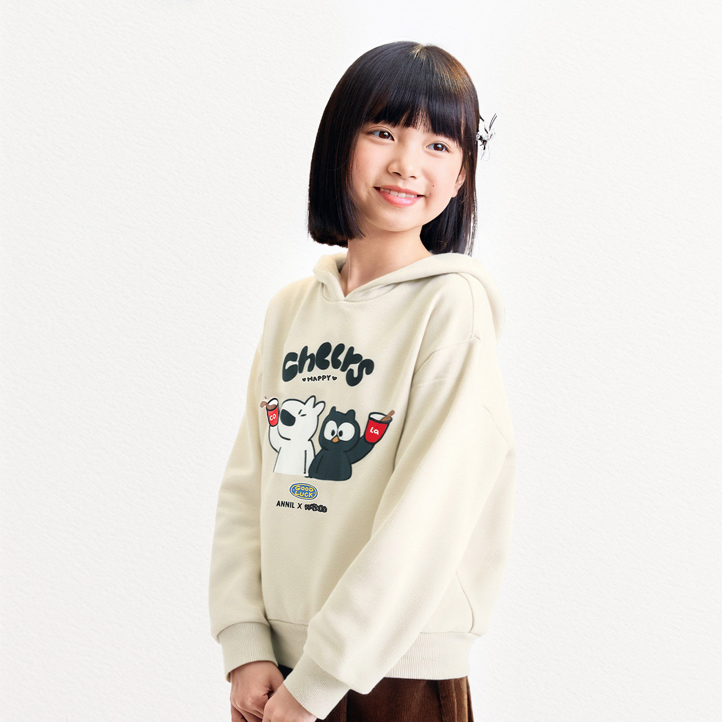 安奈儿男女童装带帽长袖卫衣2025秋新款休闲运动上衣户外潮酷百搭