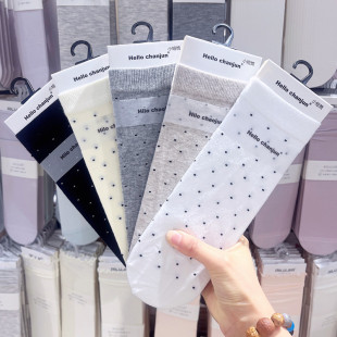 无骨加跟圆点小短筒女袜2805 chaojun超骏波点袜子女春夏季 3双 包邮